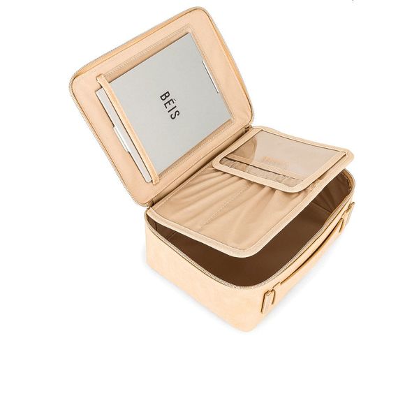 NWT Beis Faux Leather Vegan Cosmetic Case in Beige - Picture 3 of 4